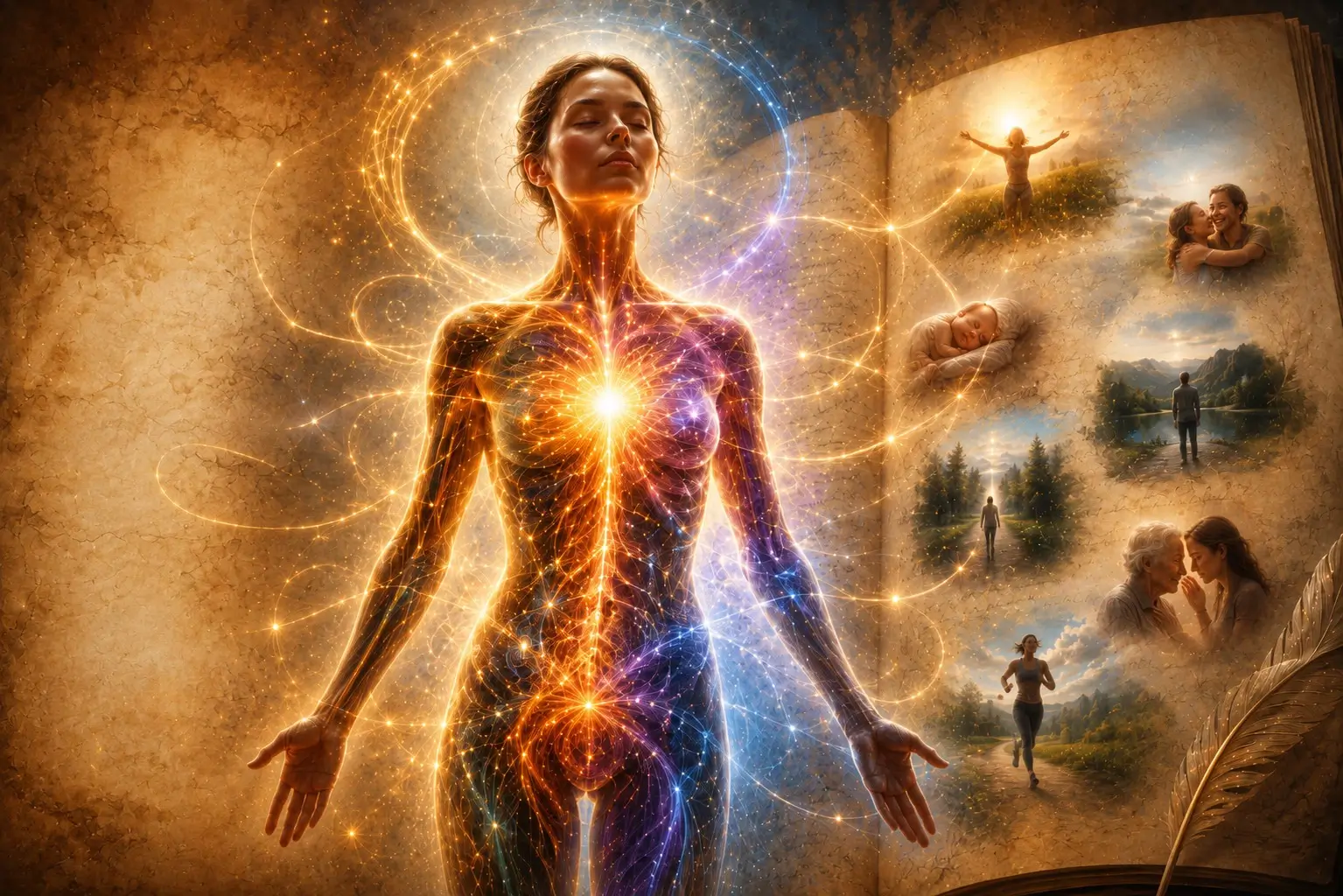 Donna in meditazione vicino all'acqua — ascolto del corpo